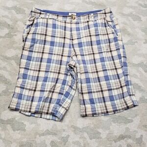 G.H. Bass & Co Shorts Mens 14 Blue Pockets Plaid Check